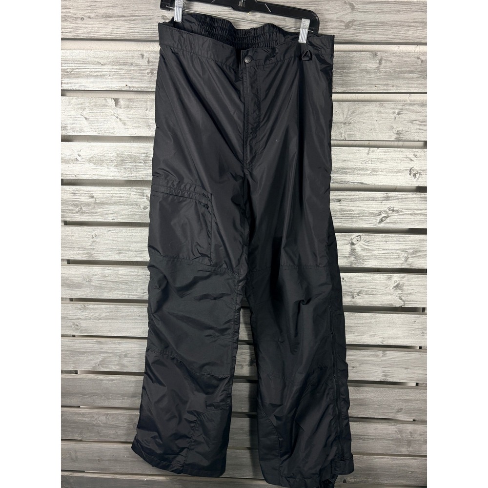 Columbia Mens Black Ski Snow Pants Full Side Zip Ski Snowboard L Vintage NICE